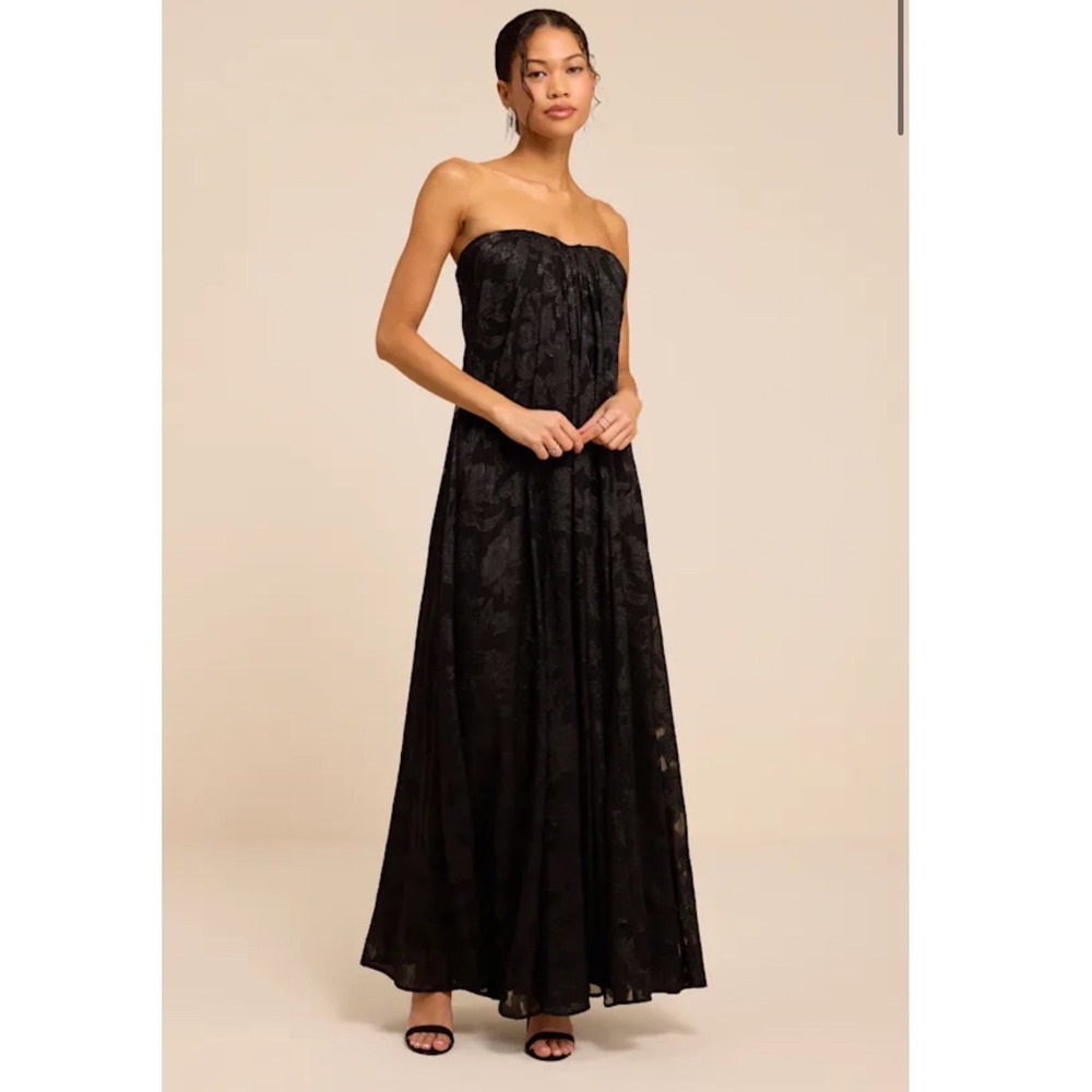 Lulus Amiri Black Floral Burnout Shift Maxi Dress XS Gothic Romantic Formal